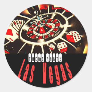 Sticker Rond Partie de thème de Las Vegas