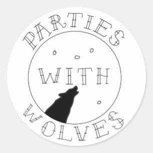 Sticker Rond Parties avec l'autocollant de loups