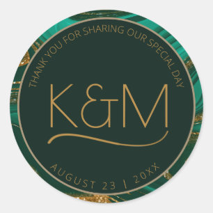 Sticker Rond Parties scintillant Abstraite Strata Mariage Merci