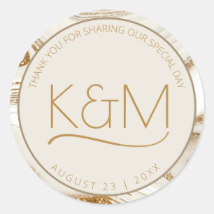 Sticker Rond Parties scintillant Abstraite Strata Mariage Merci