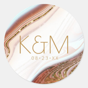 Sticker Rond Parties scintillant Abstraite Strata Mariage Wht S