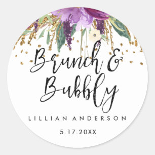 Sticker Rond Parties scintillant Amethyst Brunch et Fête des ma