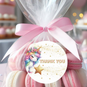 Sticker Rond Parties scintillant arc-en-ciel licorne anniversai
