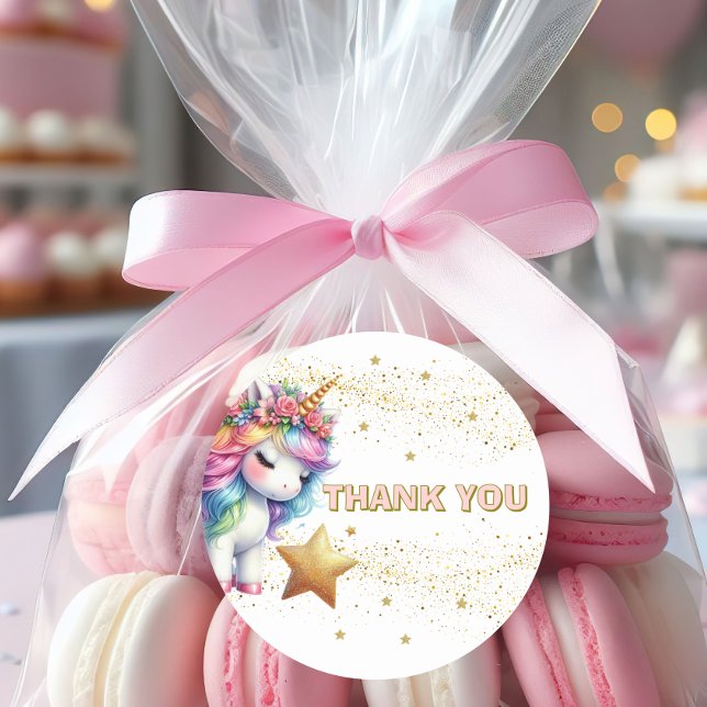 Sticker Rond Parties scintillant arc-en-ciel licorne anniversai (Créateur téléchargé)