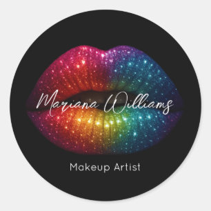 Sticker Rond parties scintillant arc-en-ciel peintre maquillage