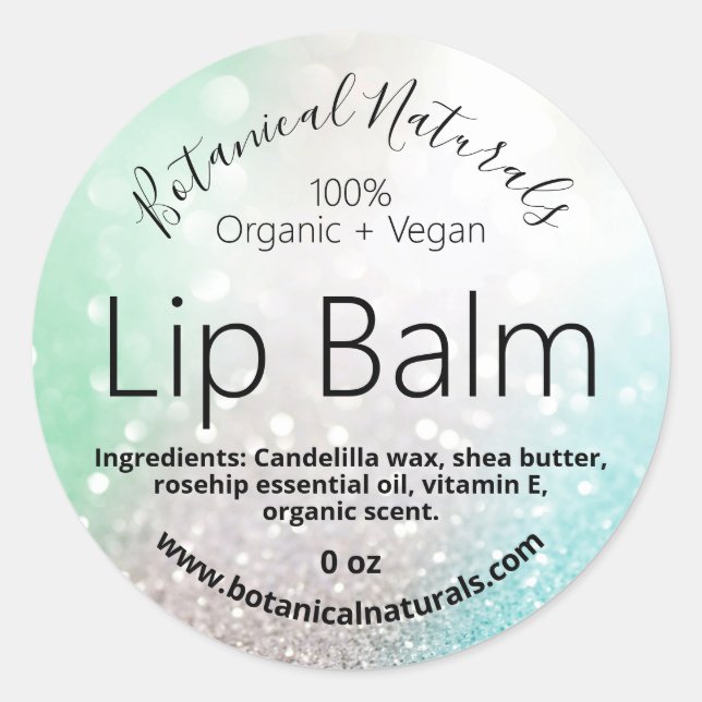 Sticker Rond Parties scintillant argent chatoyant Mint Blue Lip (Devant)