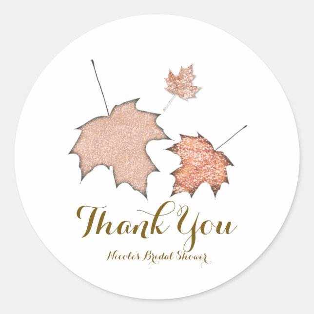Sticker Rond Parties scintillant Automne Feuilles Hiver Golden  (Devant)