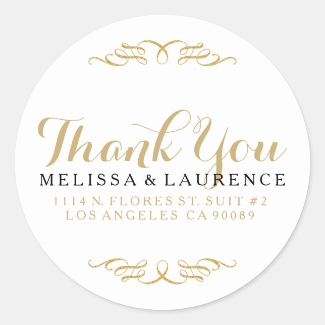 Sticker Rond Parties scintillant Black & Gold blanc design de r (Devant)