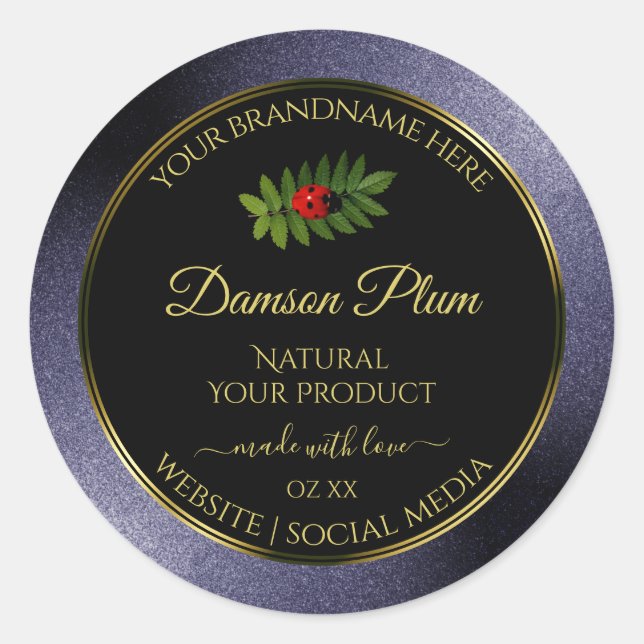 Sticker Rond Parties scintillant Bleu foncé Black Gold Étiquett (Devant)