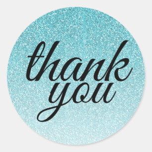 Sticker Rond Parties scintillant bleue glamour ombre merci