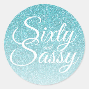 Sticker Rond Parties scintillant bleue Ombre 60 et Sassy 60e an