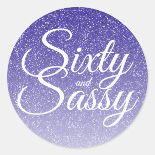 Sticker Rond Parties scintillant bleue Ombre 60 et Sassy 60e an