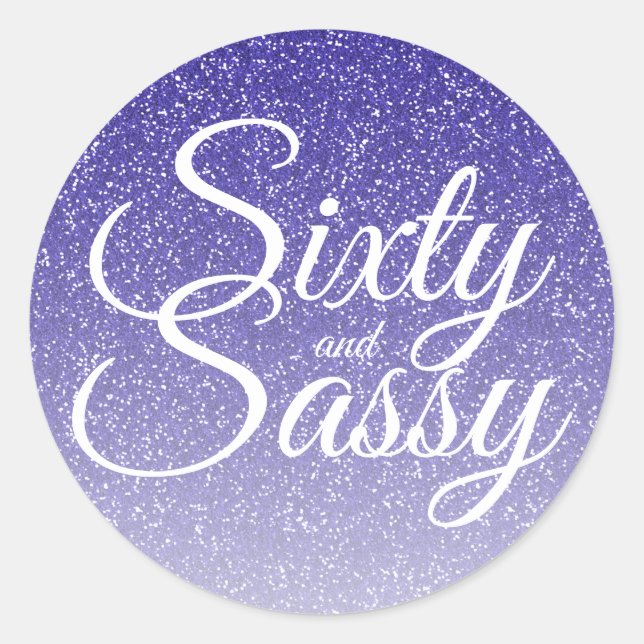 Sticker Rond Parties scintillant bleue Ombre 60 et Sassy 60e an (Devant)