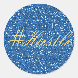 Sticker Rond Parties scintillant Blue Faux Design élégant