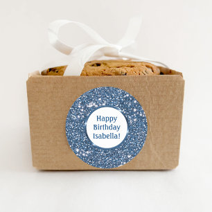 Sticker Rond Parties scintillant Blue Faux Texture personnalisé