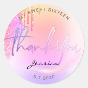 Sticker Rond Parties scintillant branchée Holographie goutte Me