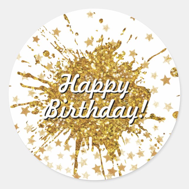 Sticker Rond Parties scintillant brillant or amusant graffiti p (Devant)