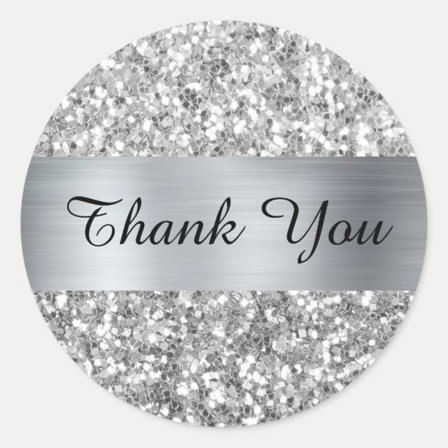 Sticker Rond Parties scintillant Carré en argent Shimmer Strip  (Devant)