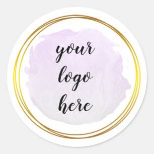 Sticker Rond Parties scintillant Cercles d'or rose violet  Logo