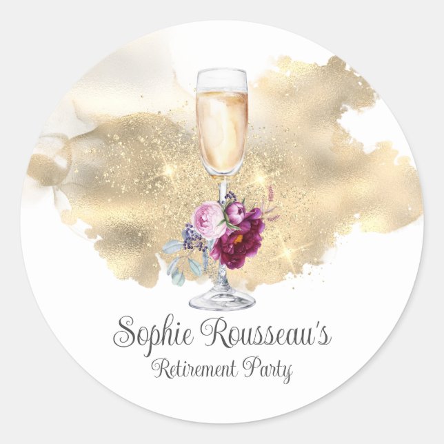 Sticker Rond Parties scintillant Champagne de la fête de la ret (Devant)