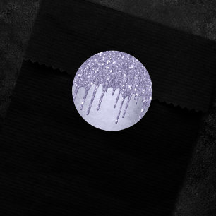Sticker Rond Parties scintillant chic à goutte   Lavande violet
