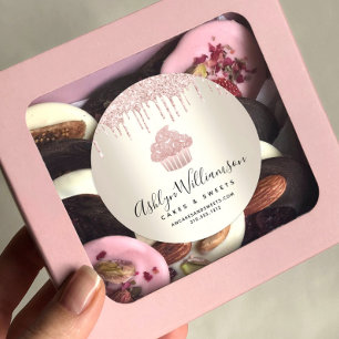 Sticker Rond Parties scintillant Cupcake rose Drivers Pâtisseri