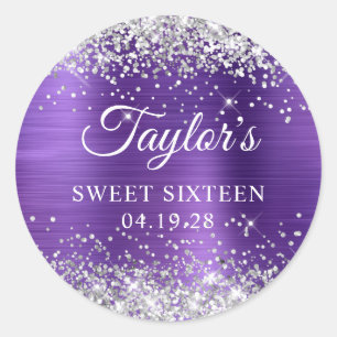 Sticker Rond Parties scintillant d'argent Améthyste de Sweet si