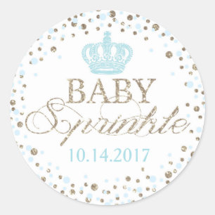 Sticker Rond Parties scintillant d'argent Bleu Couronne Royal B