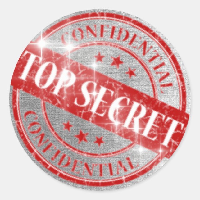 Sticker Rond Parties scintillant d'argent confidentielle de hau (Devant)
