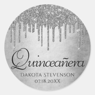 Sticker Rond Parties scintillant d'argent de dépôt   Platinum Q