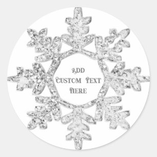 Sticker Rond Parties scintillant d'argent Flocon de neige Noël 