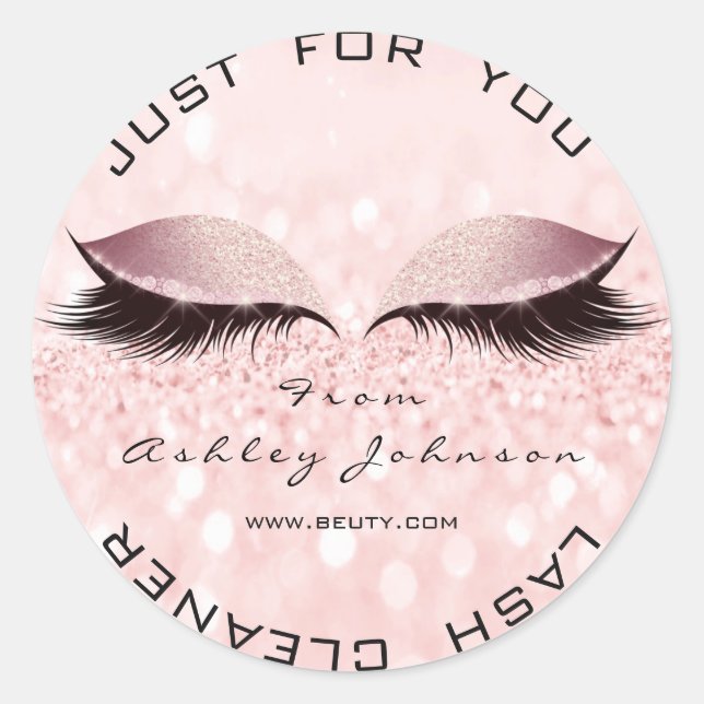 Sticker Rond Parties scintillant de beauté rose Lashes Nettoyan (Devant)