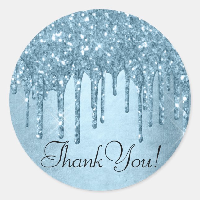 Sticker Rond Parties scintillant de glace à goutte | Blue Faux  (Devant)