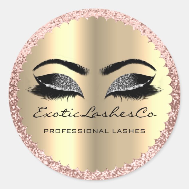 Sticker Rond Parties scintillant de maquillage en or noir Lashe (Devant)