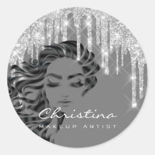 Sticker Rond Parties scintillant de maquillage Eyelash Silver