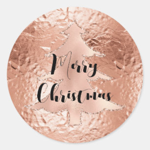 Sticker Rond Parties scintillant de Noël rose Gold Glam