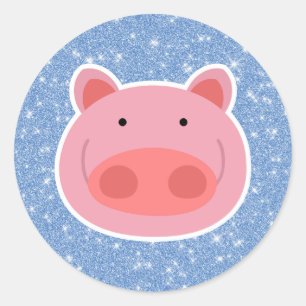 Sticker Rond Parties scintillant de porc