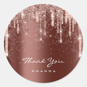 Sticker Rond Parties scintillant de Rose de Merci de nom de  Br