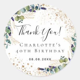 Sticker Rond Parties scintillant de verdure d'eucalyptus d'anni