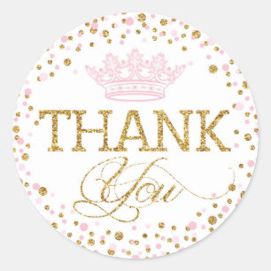 Sticker Rond Parties scintillant d'or Baby shower Royal Princes