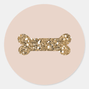 Sticker Rond Parties scintillant d'or Beige Blush Animaux de co