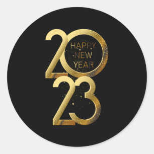Sticker Rond Parties scintillant d'or Bonne année 2023