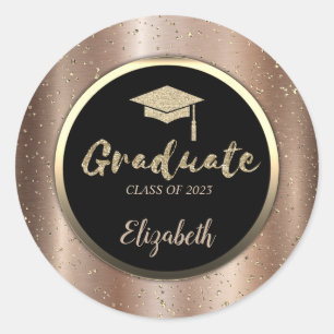 Sticker Rond Parties scintillant d'or Casquette, Confetti Brown