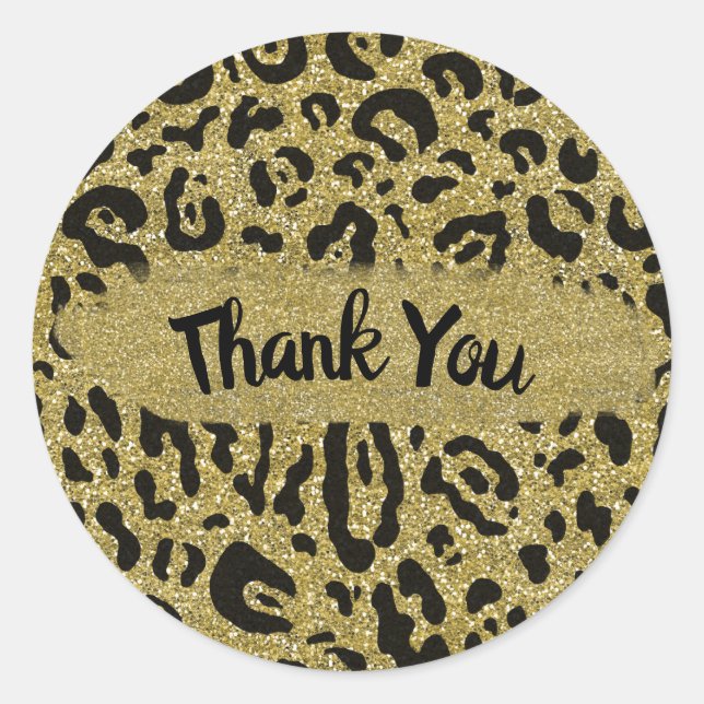 Sticker Rond Parties scintillant d'or Cheetah Leopard Poster de (Devant)