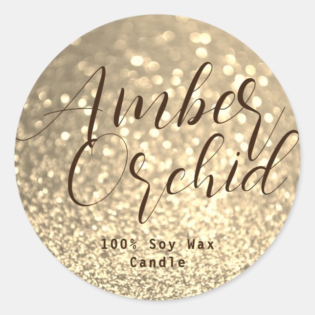 Sticker Rond Parties scintillant d'or étincelle Crystal Bokeh b (Devant)