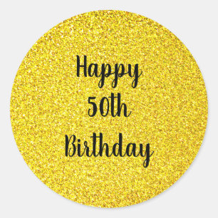 Sticker Rond Parties scintillant d'or étincelle joyeuse sur mes