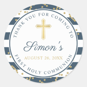 Sticker Rond Parties scintillant d'or Marine Bleu Première Sain