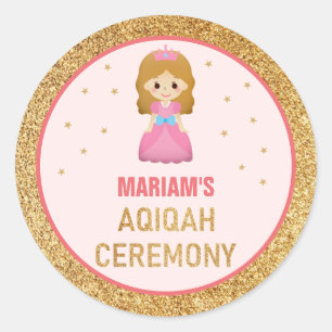 Sticker Rond Parties scintillant d'or mignonne petite princesse