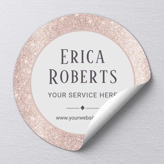 Sticker Rond Parties scintillant d'or moderne Blush Rose Salon  (Créateur téléchargé)