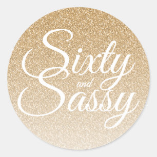Sticker Rond Parties scintillant d'or Ombre 60 et Sassy 60e ann